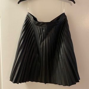 Kori black pleated leather skirt